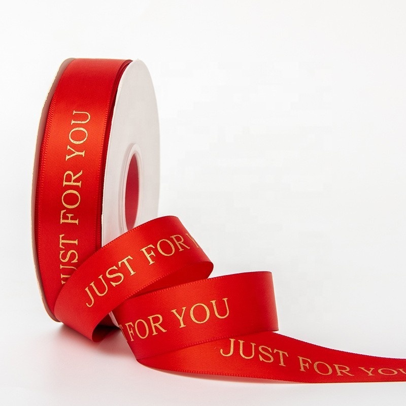 Custom Ribbon with Logo Printed for Jewelry Box Packaging Polyester Satin Ribbon with Personalized Logo