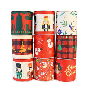 New 75mm 3inch Wide Christmas Element Printed Polyester Satin Ribbons Nutcracker Grosgrain Ribbons for 7" 8" Hair Ribbon Bows