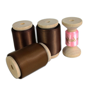 Custom Satin Ribbon for Wedding Invitations with Wooden Spool Satin Ribbons