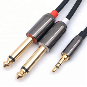 Gold Plated 3.5mm to Dual 6.35mm 1/4" TS Mono Y Cable Splitter