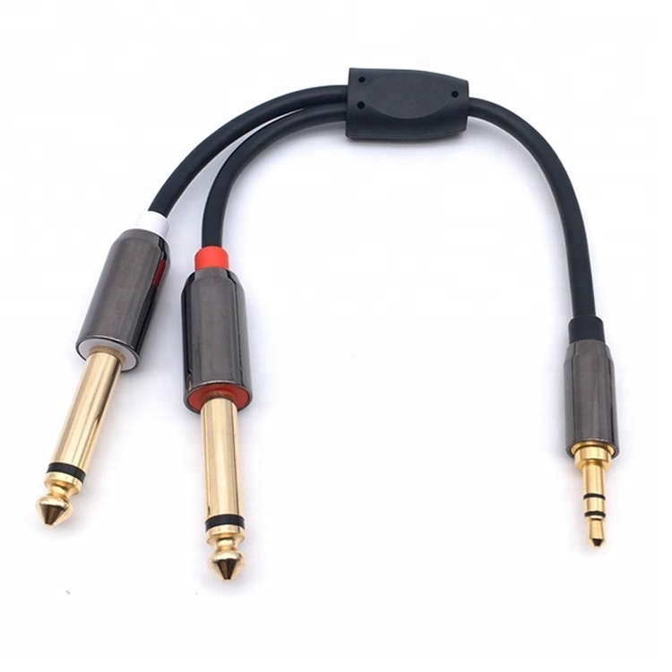 Gold Plated 3.5mm to Dual 6.35mm 1/4