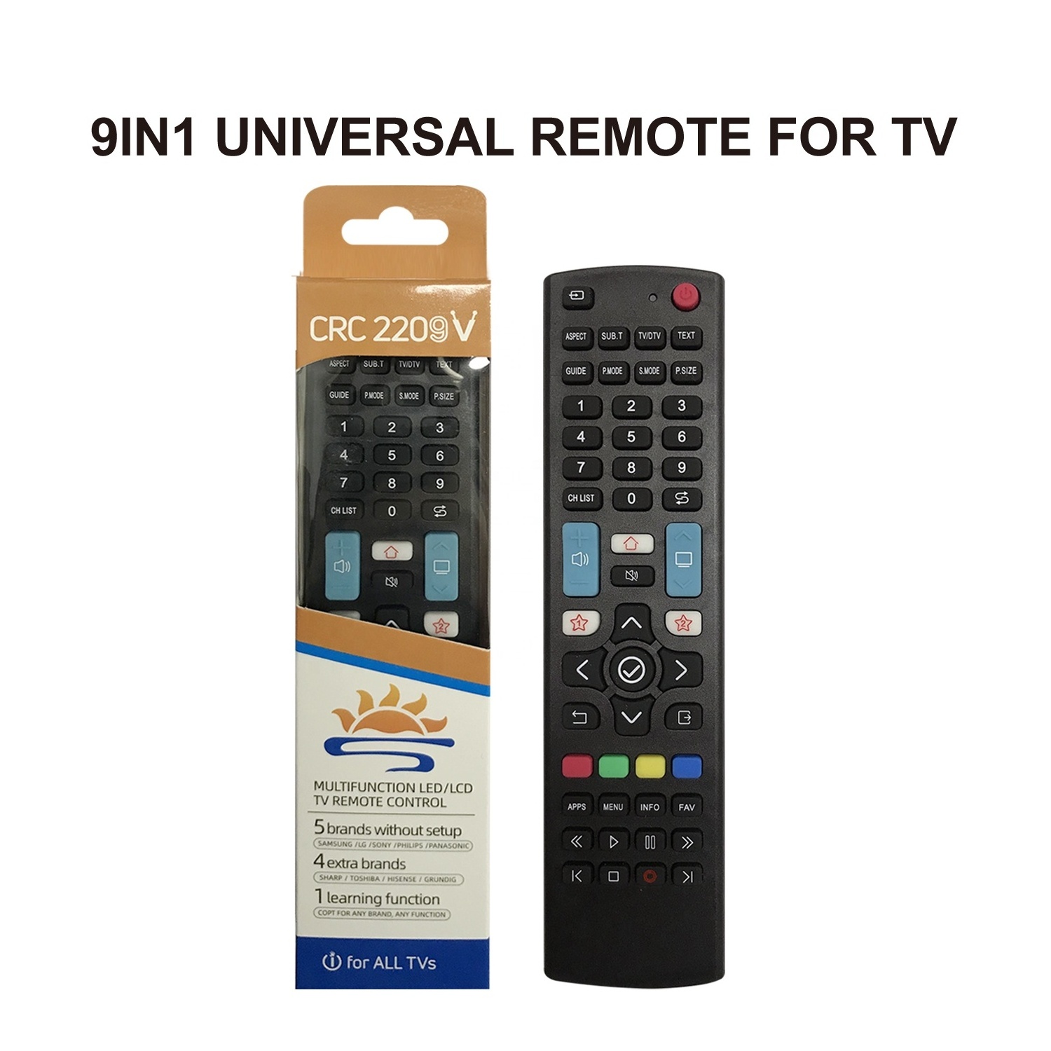 SYSTO CRC2209V Universal TV Remote control for 9 Brand with Learning Function