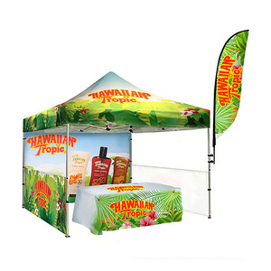 3x3m advertising canopy with beach flag customized outdoor hexagonal folding gazebo tent for trade show