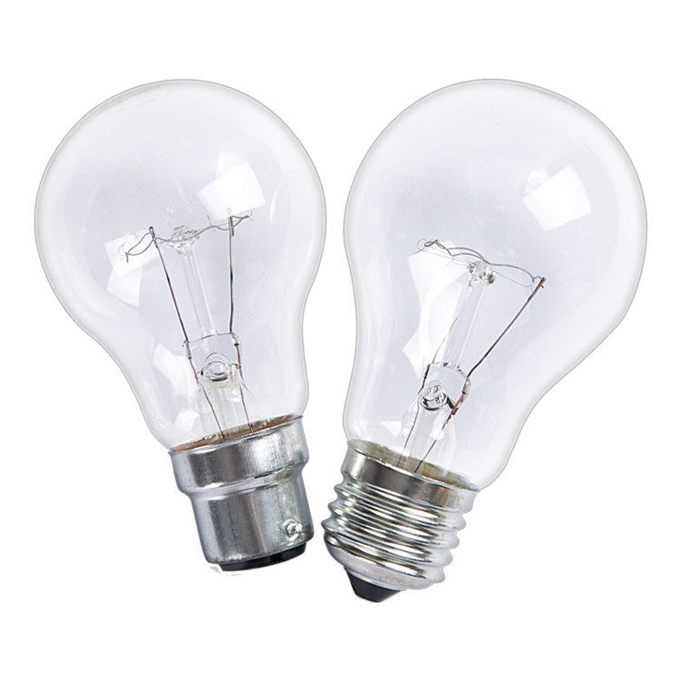 60w 100w Standard Household A55 E27 B22 (Medium) Base Crystal Clear Incandescent Rough Service Light Bulb