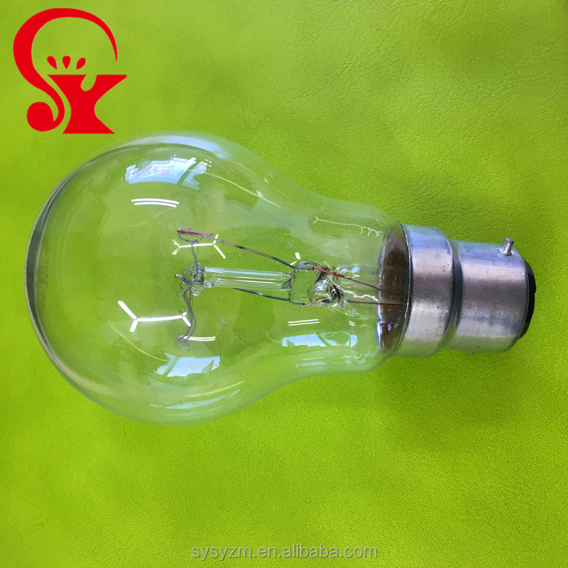 Pin type clear bulb 55mm 60W 75W 100W incandescent bulb