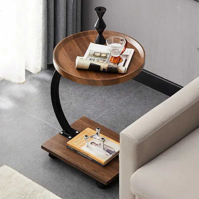 Movable Balcony Coffee Sofa Side Table Side Cabinet Corner Table Simple Living Room Bedroom Table with Wheels