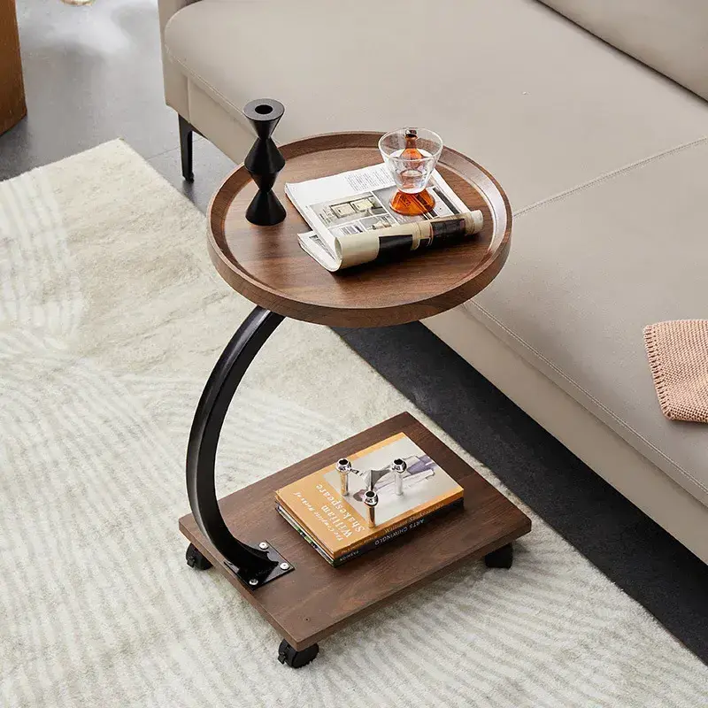 Movable Balcony Coffee Sofa Side Table Side Cabinet Corner Table Simple Living Room Bedroom Table with Wheels