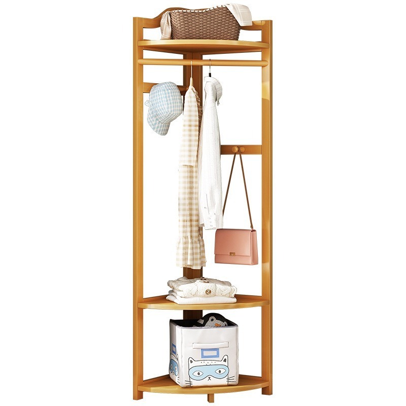 Wholesale Clothes Stands Bamboo Corner Clothes Rack Entryway Hall Organizer Coat Shirt Hanging Organizer