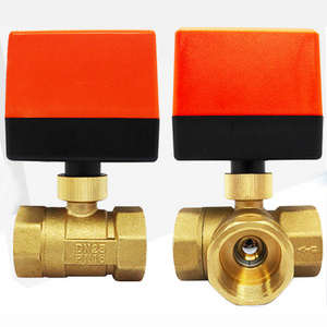 TKFM  AC220v BSP NPT thread dn 25 3 three way mini motor motorized electric brass ball valve