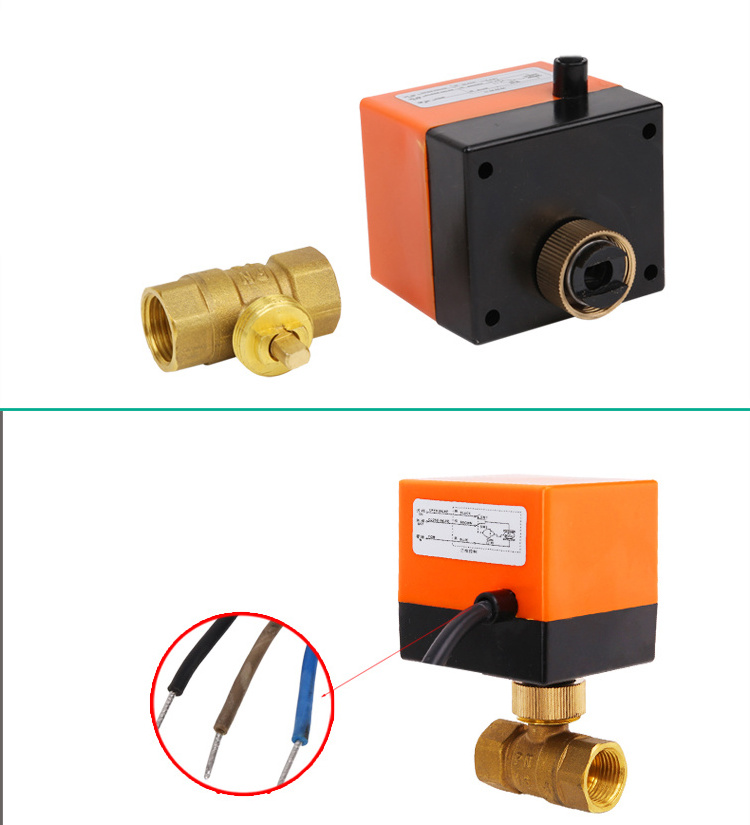 TKFM  AC220v BSP NPT thread dn 25 3 three way mini motor motorized electric brass ball valve