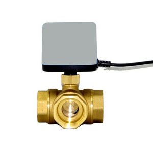 Normal close 3 way electric motorized T shape DN25 BSP thread 220VAC brass ball valve