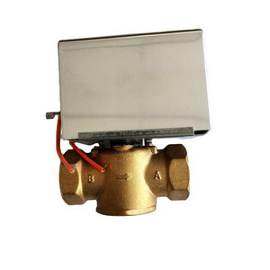 Normally closed Fan coil electric three way Air conditioning switch water balance brass valve