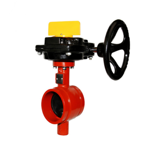 TKFM worm gear box type DN65 dn600 ptfe slotted grooved end butterfly valve for fire extinguisher