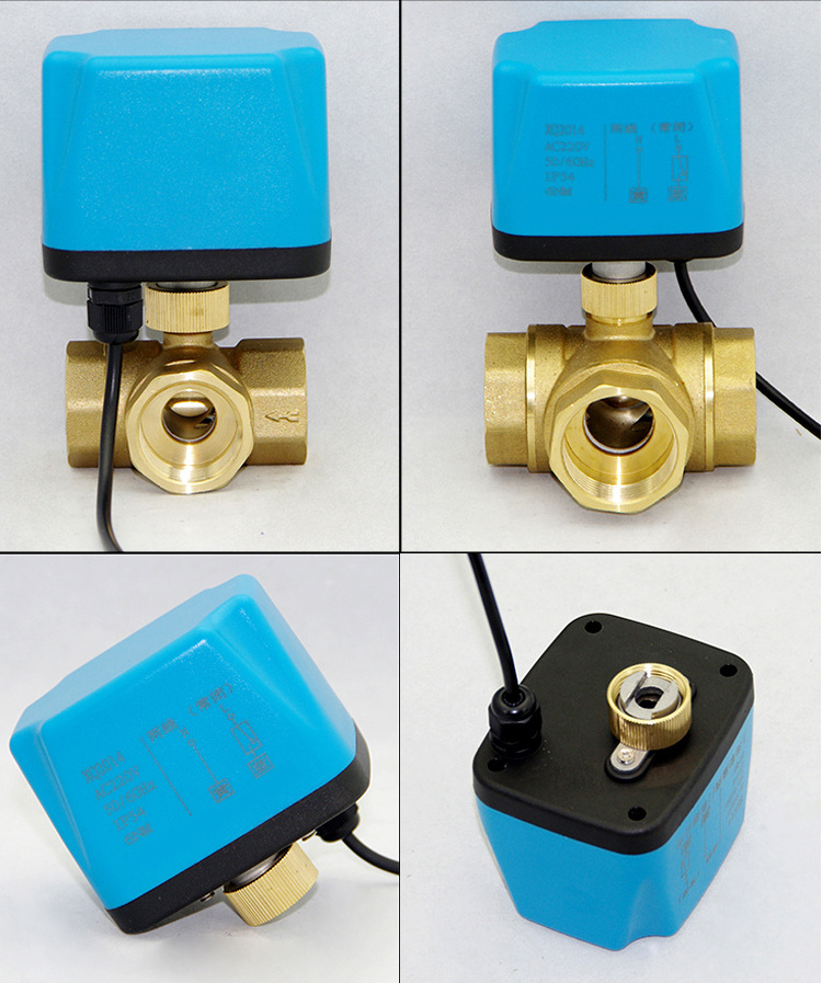 three way remote control electrical motor automatic wireless water shut off brass ball valve DN20 DN25