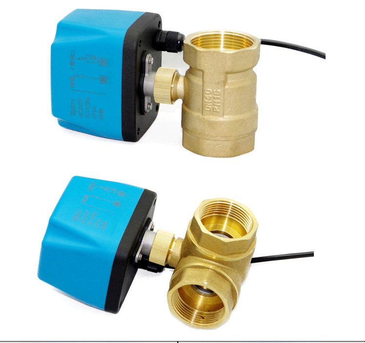 three way remote control electrical motor automatic wireless water shut off brass ball valve DN20 DN25