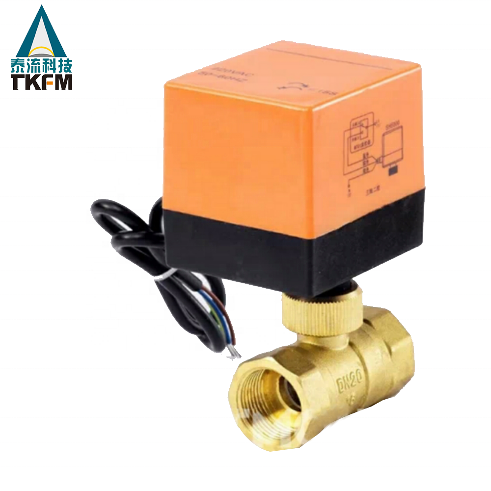 TKFM Two way threaded connection electric motorized brass ball valve supplier