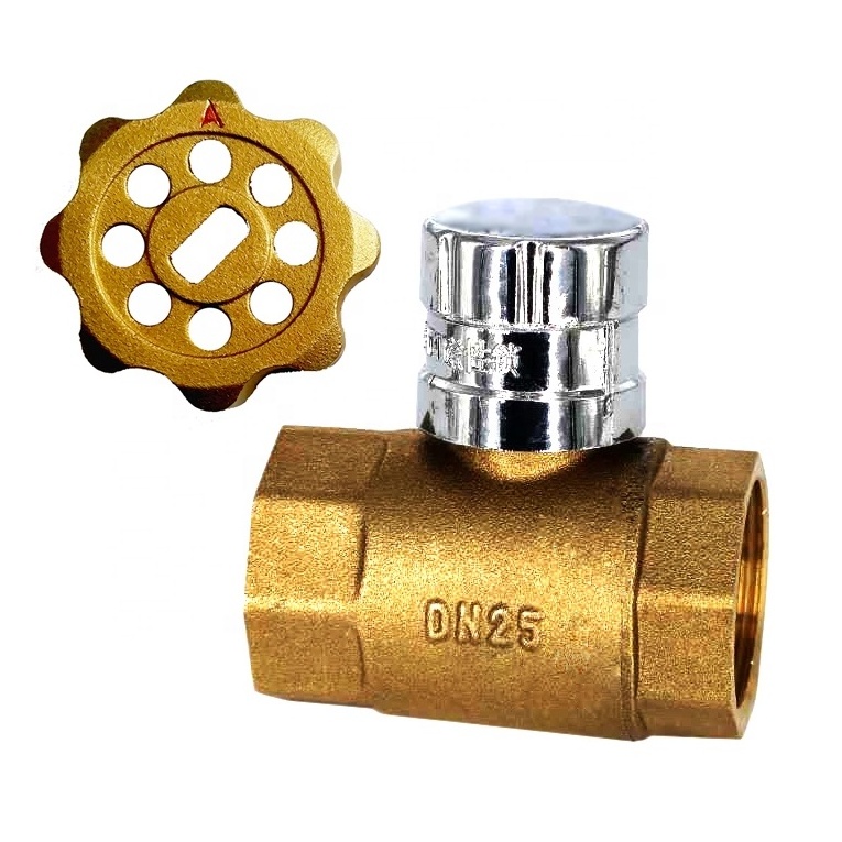 2020 TKFM lockable handle water meter brass ball valve with magnetic lock pn16 dn25