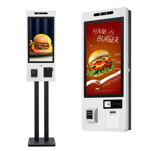 32 inch self service touch screen order fast food payment kiosk with pos systems machines and QR code scanner vending machine