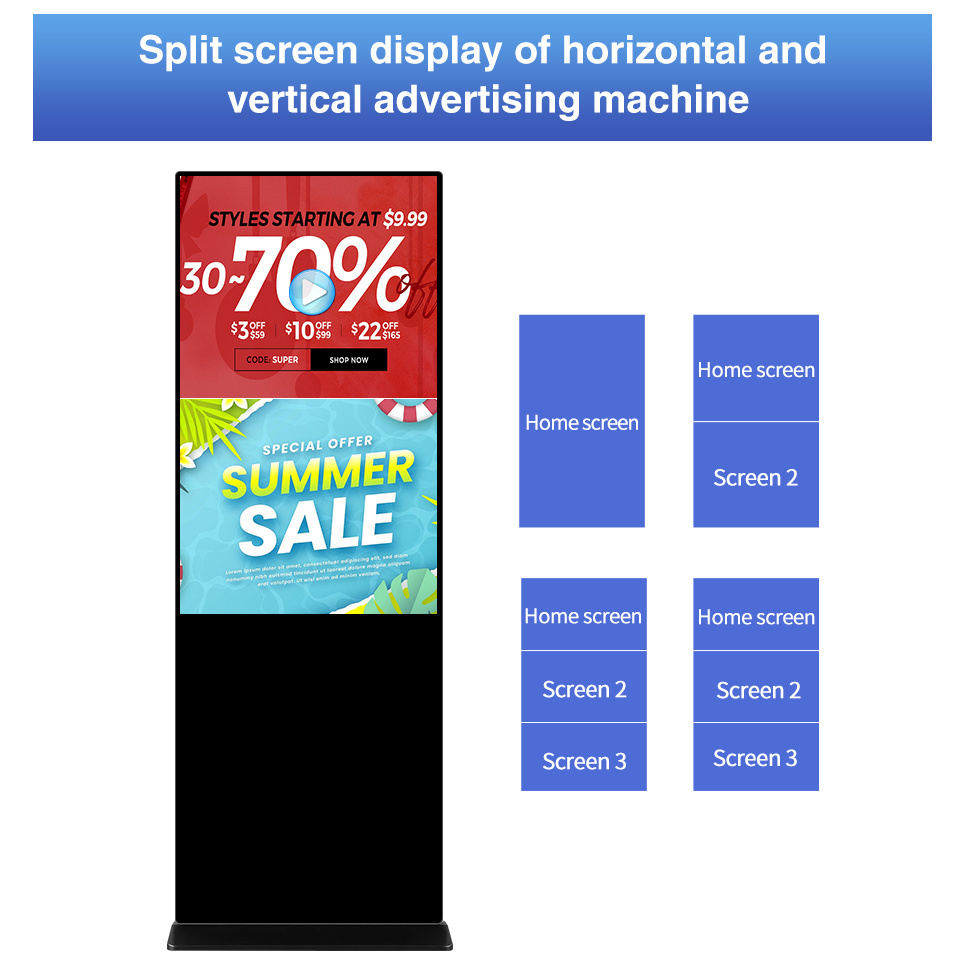 Floor Standing Vertical Totem LCD Multi-Touch Screen Kiosk Interactive Digital Signage Advertising Board Display for Advertising