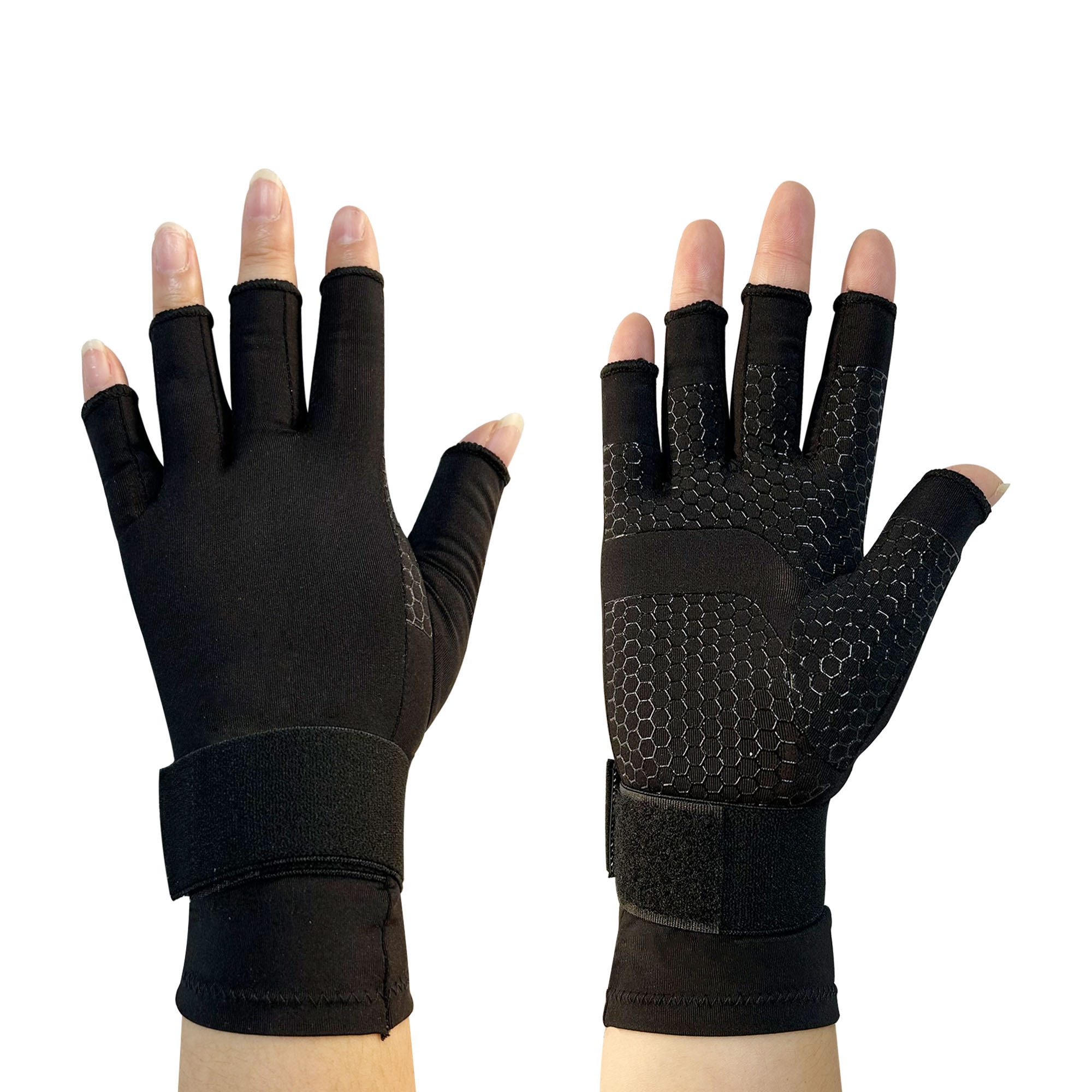 High Quality Hand Support Gloves Arthritis Tendonitis Carpal Tunnel Pain Relief Copper Half Finger Compression Gloves