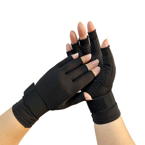 High Quality Hand Support Gloves Arthritis Tendonitis Carpal Tunnel Pain Relief Copper Half Finger Compression Gloves