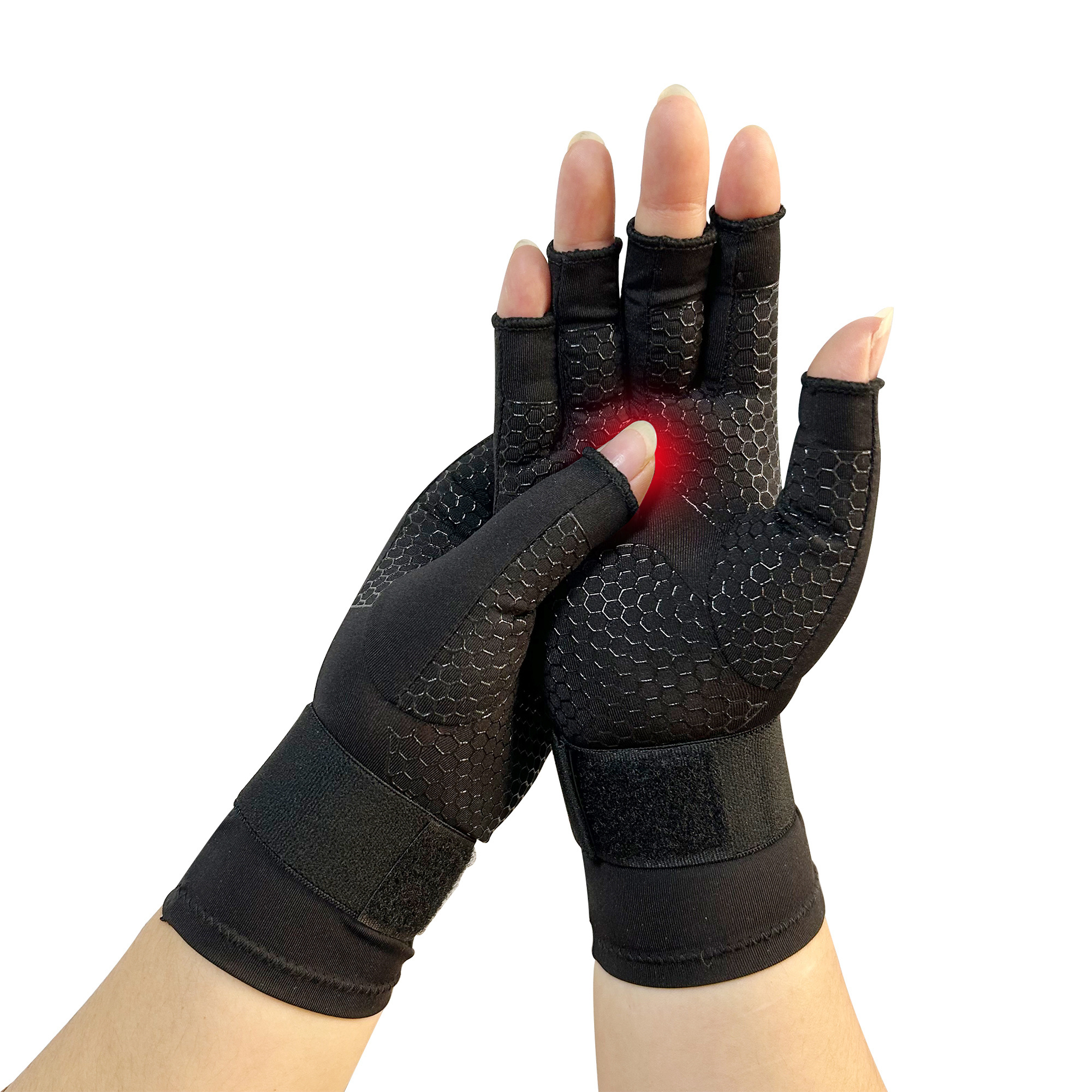 High Quality Hand Support Gloves Arthritis Tendonitis Carpal Tunnel Pain Relief Copper Half Finger Compression Gloves