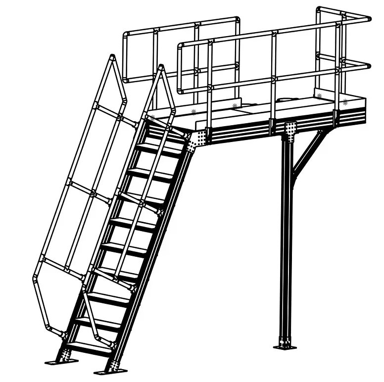 Industrial safety aluminum walkway work platform ladder with attachments feet leg leveler