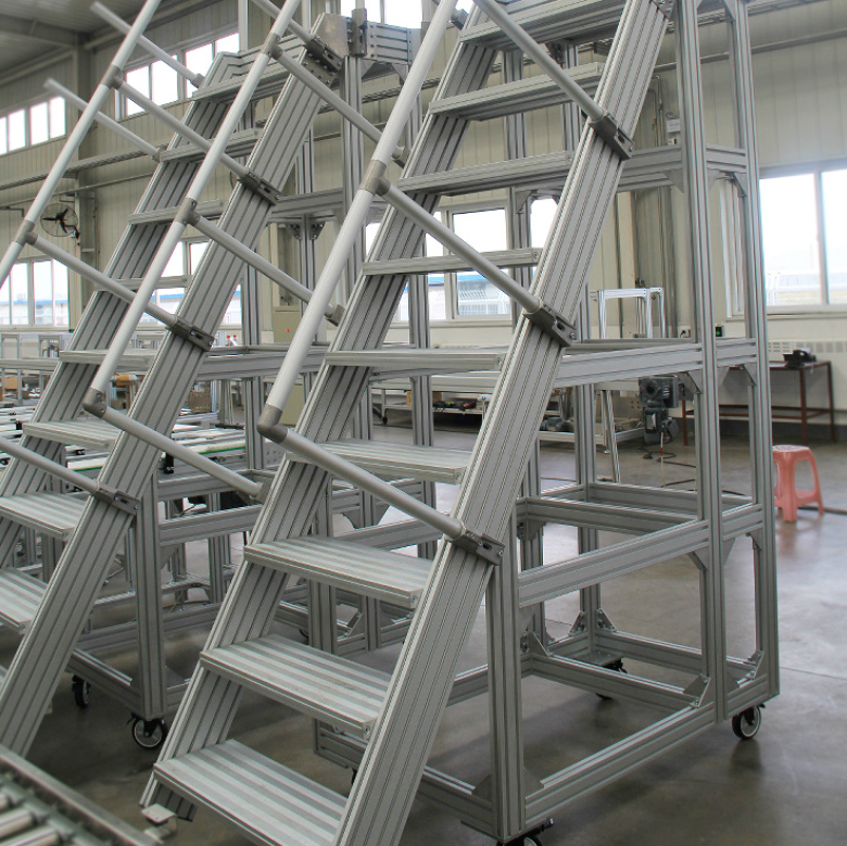 Industrial safety aluminum walkway work platform ladder with attachments feet leg leveler