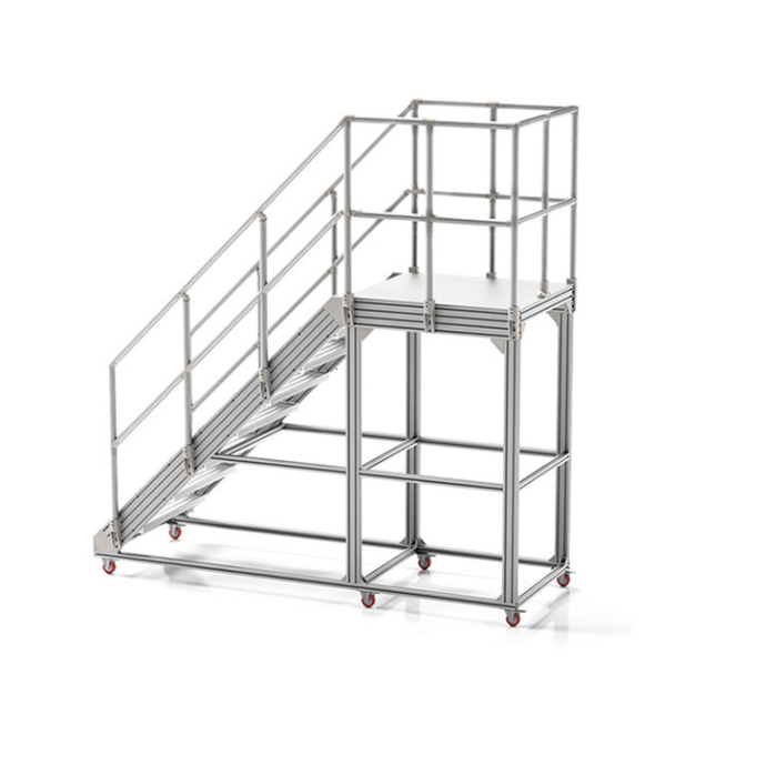 Multi-functional metal aluminum rolling mobile ladder safety step ladder with handrail