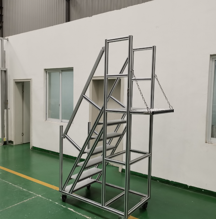 aluminum assembly stairs & platform custom aluminum strut Step Profiles with safety handrail