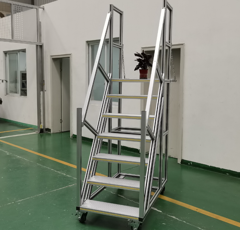 aluminum assembly stairs & platform custom aluminum strut Step Profiles with safety handrail