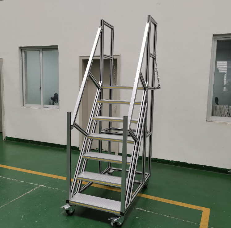 aluminum assembly stairs & platform custom aluminum strut Step Profiles with safety handrail