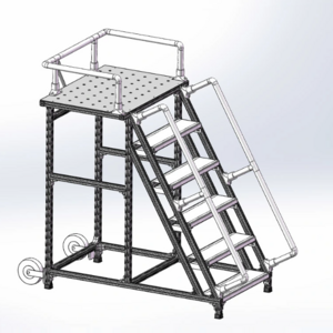 Toshine Muti-purpose Safety mobile walkway Aluminum work platform step ladder with wheels