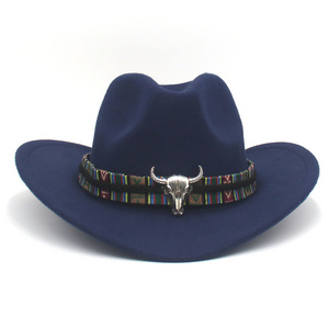 special sell brown standard crazy hat with hard top and adult size cowboy aztec style hat