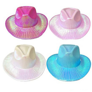 Halloween Carnival Party Pink Fluorescent Colorful Composite Laser Western Style Illusion Cowboy Hat