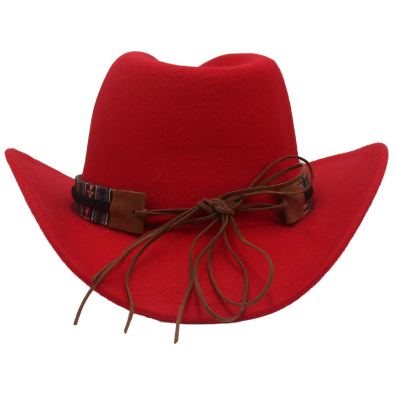 special sell brown standard crazy hat with hard top and adult size cowboy aztec style hat