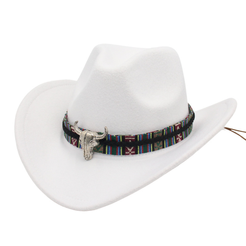 special sell brown standard crazy hat with hard top and adult size cowboy aztec style hat