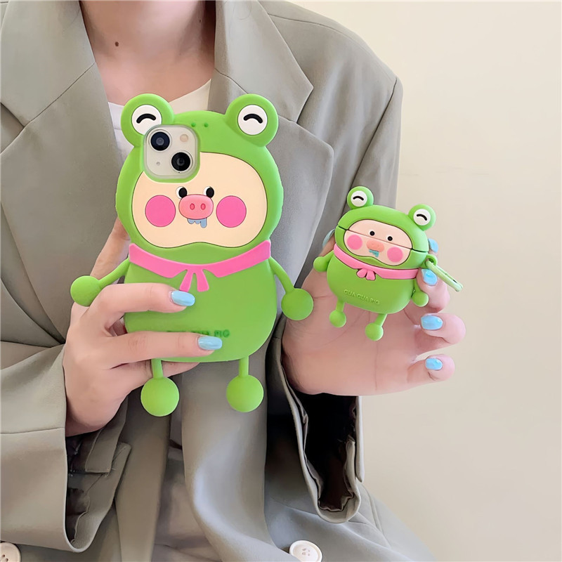 For samsung vivo iphone 11 12 13 14 15 pro max creative cartoon funny soft silicone cute frog phone case