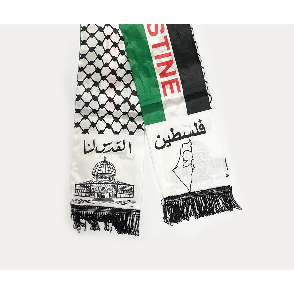 Stock Palestine Scarf Sateen Palestine Flag Scarf Hanging Neck Wedding Decoration Scarf