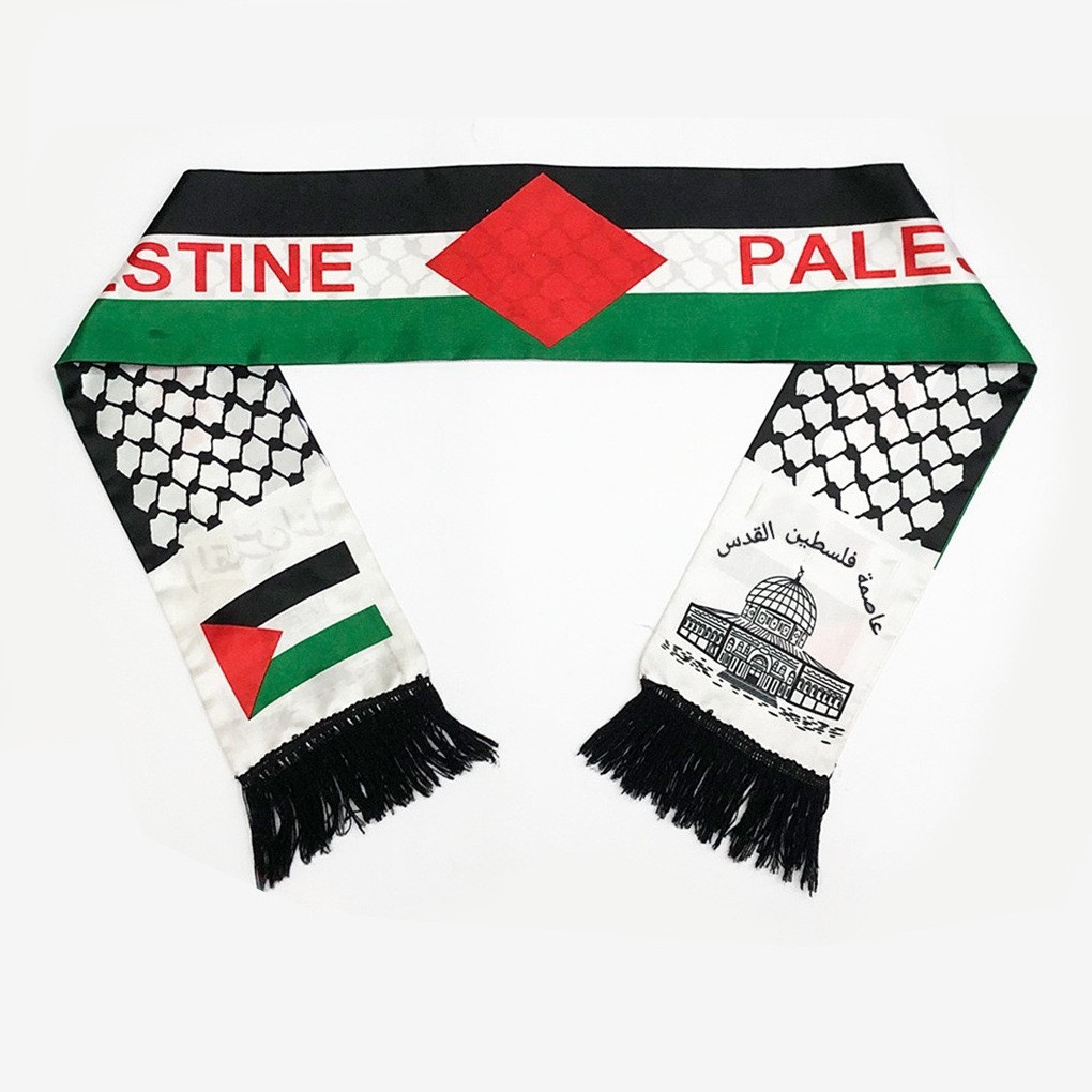 Stock Palestine Scarf Sateen Palestine Flag Scarf Hanging Neck Wedding Decoration Scarf