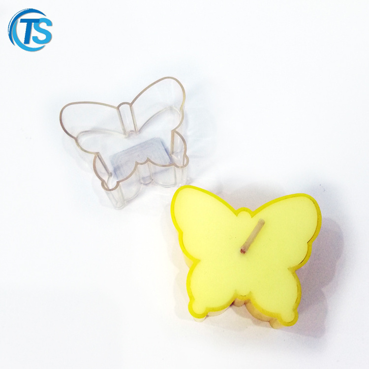 Cute butterfly plastic tealight candle jars for candle making empty tealight holder