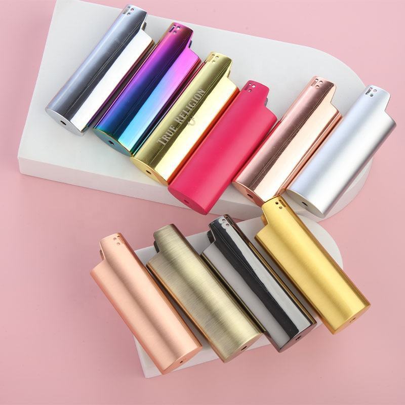 Best Smoking Accessories Easy To Carry metal lighter holder case J6 lighter cover gold metal sleeve Custom Logo