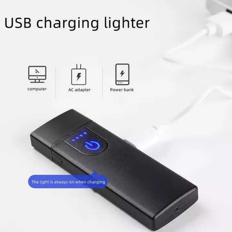 Hot fingerprint usb charging LED Battery Indicator Windproof Flameless Lighter electronic cigarette lighter