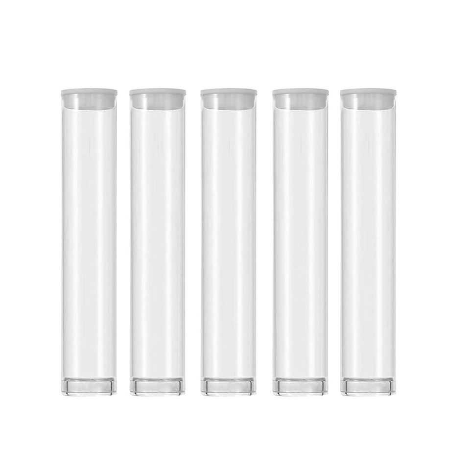 2022 childproof PVC plastic tube packaging Storage Pre Roll Empty clear plastic Tube with lid for cartridge