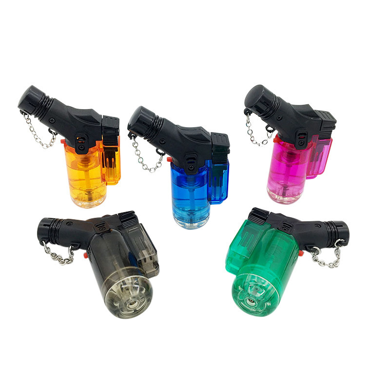 2023 Factory gun shaped cigarette lighters smoking Colorful Plastic Torch Lighter Straight Flame Refill gas jet torch lighter