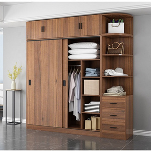 Sliding door wardrobe household bedroom simple cabinet simple modern storage cupboard Nordic rental room with large wardrobe