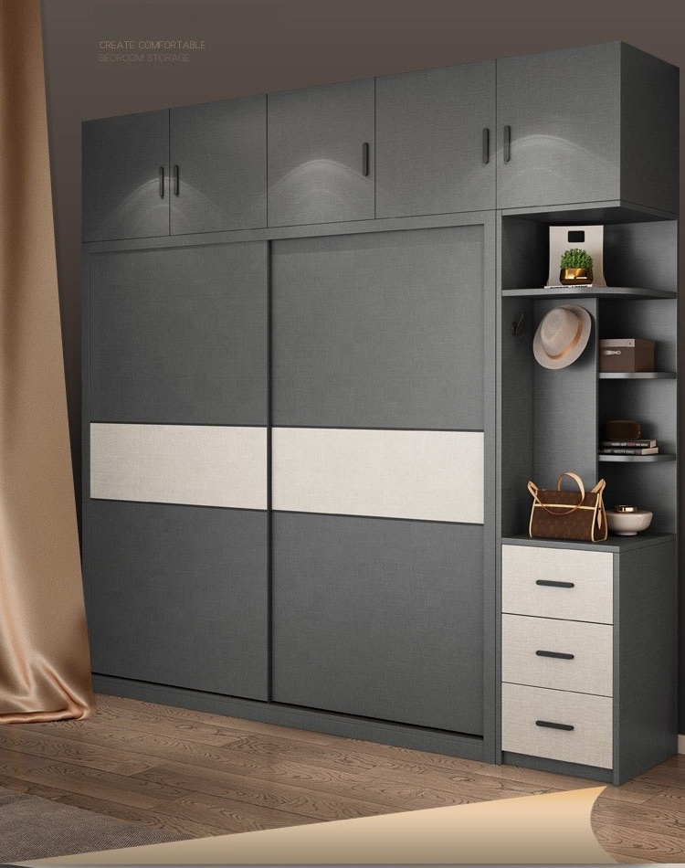 Wardrobe Solid wood household bedroom modern simple economic combination overall children's wardrobe sliding door wardrobe