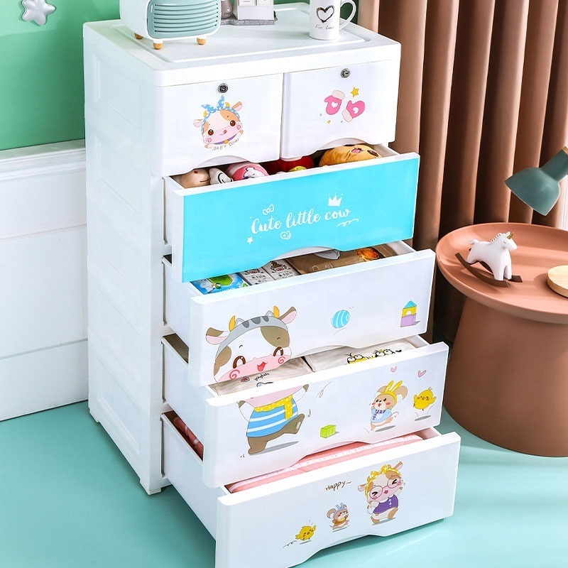 VIC Large size simple children's wardrobe bedroom household men's and girls' clothes blue storage cabinet