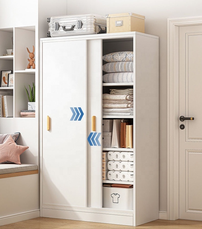 VIC Sliding door small wardrobe household bedroom rental room with an economical simple children's storage cabinet