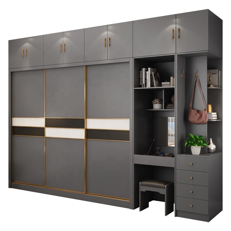 Modern simple bedroom cabinet solid wood assembly plate storage combination wardrobe